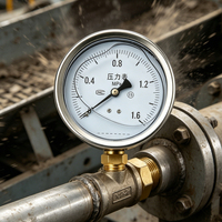 ZX-6-4 304 Stainless Steel Oil Filled Manometer, Shock Resistant Industrial Gauge with Dual PSI/Bar Scale