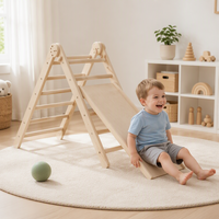 Montessori Modern Houten Rechthoekige Klimrek voor Kinderen - Opvouwbaar, Afneembaar, Multifunctionele Glijbaanset, Binnen Speeltuin