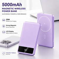 Batterie externe portable 5000 mAh 20 W à chargement rapide magnétique sans fil Type-C, en Li-Polymère, boîtier métallique, coffret cadeau pour iPhone, vente en gros OEM
