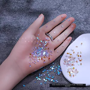 1440 قطعة بالجملة من إكسسوارات الأظافر أورورا، أحجار الراين غير المنتظمة ذات القاع المسطح بلون أرجواني شبحي، ملصقات متنوعة للأظافر - Product Image 4