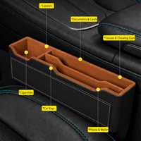 Organisateur universel en cuir PVC pour toutes les voitures, boîte de rangement pour l'espace entre les sièges, avec trou pour câbles, peut contenir des téléphones portables
