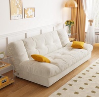 Canapé-lit droit 3 places en tissu nuage beige crème, convertible 2-en-1, avec coussin moelleux et confortable pour petit espace de salon