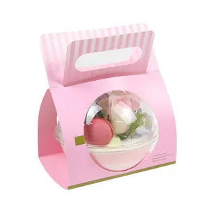 Clear Pet Plastic Box For Mousse Cake And Sweets Baking Pastry Ball Box With Handle