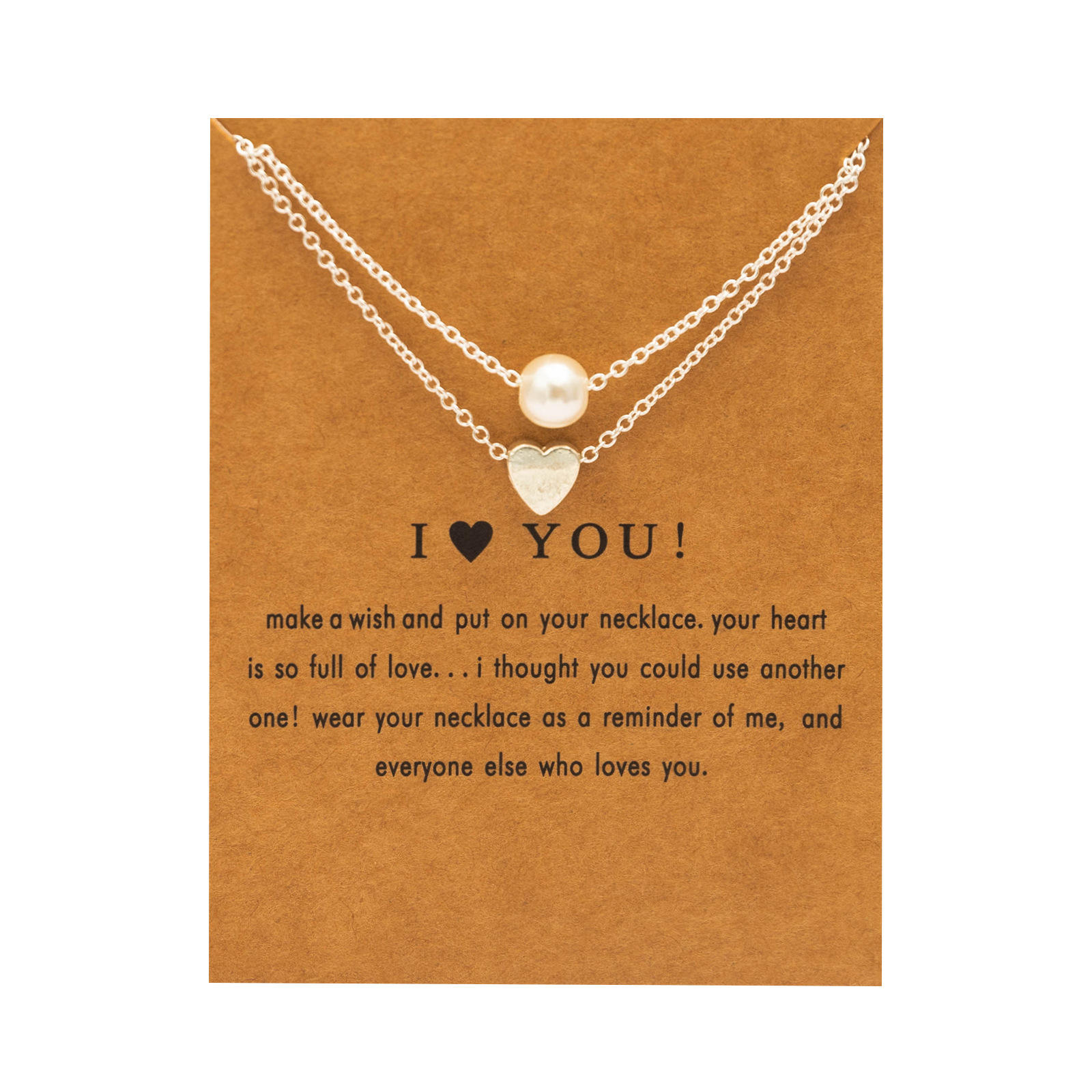 สร้อยคอเงินพร้อมการ์ดทองคำ - ฉันรักคุณ