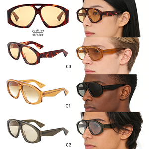 Солнцезащитные очки OEM/ODM: Модные женские очки с двойной перемычкой, широкими дужками, в ретро-стиле, с увеличенной оправой, из ацетата CR39, для мужчин - Product Image 2