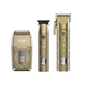 Tondeuse à cheveux Kemei Km-T88 3 en 1 avec écran numérique, qualité professionnelle, corps métallique, rechargeable par USB - Product Image 1