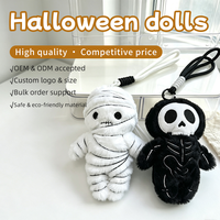 Porte-clés peluche squeaky mignon Halloween, squelette, momie, mini poupée en peluche, pendentif de sac, prix de machine à griffes, cadeau d'Halloween
