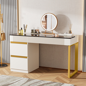 <span class=keywords><strong>Tocador</strong></span> de Maquillaje de Lujo Moderno de 120cm con Cajones <span class=keywords><strong>Sin</strong></span> <span class=keywords><strong>Espejo</strong></span> y Taburete para Esenciales de Belleza en el Dormitorio - Product Image 2