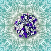 Tapis de jeu en acrylique de 30 mm (1-3/16 po) professionnel, 4 couches, pour Mahjong américain, 160 tuiles, bleu sarcelle chatoyant, avec dentelle
