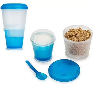 Aperatif gitmek için kaşıklı fincan taşınabilir kahvaltı içecek bardakları gıda kapları tahıl Go bardak