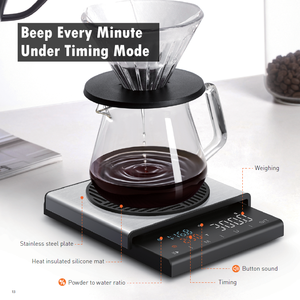 Balance à café miniature 3000g 0.1g, balance personnelle de poche avec minuterie, affichage LED, balance numérique électronique pour expresso - Product Image 5