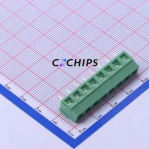 DB127V-5.0-8P-GN-S Screw Terminal Block Through hole Component (THT),P=5mm Connector 1x8P 5mm Green Through Hole - Product Image 1