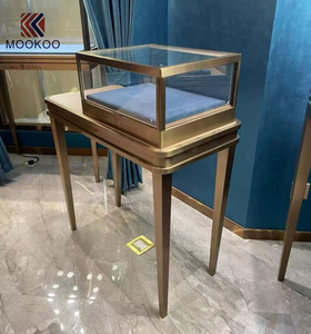 فاخر ليد ذهبي فولاذ مقاوم للصدأ الفترين لطاولة عرض التصميم الداخلي للمتاجر - Product Image 1