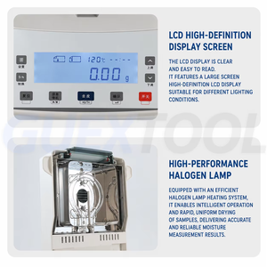 Analizador de Humedad de Laboratorio Digital de 110g y 0.01g, Balanza de Humedad 100%, Analizador de Humedad Halógeno para Grano - Product Image 4