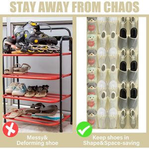 Organizador de zapatos para colgar sobre la puerta con 40 bolsillos, beige, de malla, para almacenamiento en el armario, colgador detrás de la puerta - Product Image 3