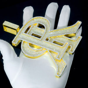 Personalizado 18K oro Vermill Moissanite inicial nombre colgante estilo Hip Hop 925 Serling plata Vvs diamante colgante cadena hombres joyería - Product Image 1