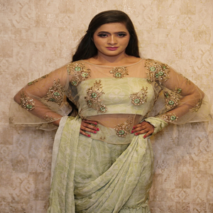 Elegant Green color Drape Saree look with Embroidered <b>Top</b> for Wedding <b>Indian</b> Traditional wear women floor Length Regular Fit - Product Image 1