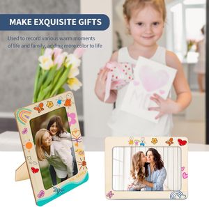 Picture <strong>Frame</strong> Painting Craft Kit <strong>DIY</strong> Wooden Photo <strong>Frames</strong> with Stand Painting Tools Set <strong>Eva</strong> Stickers for Kids Craft and Decorate - Product Image 4
