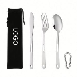 Juego de Cubiertos Portátiles de Acero Inoxidable con Logotipo Personalizado, Cubiertos Reutilizables con Estuche para Actividades Promocionales - Product Image 1