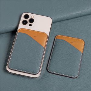 Porte-cartes de crédit minimaliste en cuir véritable OEM pour téléphone portable avec autocollant adhésif 3M pour cartes de visite et poche arrière pour téléphone - Product Image 1
