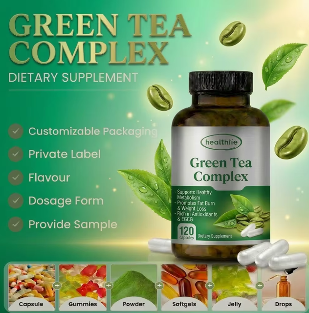 Healthife OEM Private Label Green Tea Slimming Capsules EGCG Green Tea Capsules with Green Coffee Bean Extract