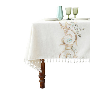 Ultima Novità: <span class=keywords><strong>Tovaglia</strong></span> Rettangolare Moderna Ricamata in Poliestere e Lino, Antimacchia, per Uso Domestico su Tavolino da Caffè e Tavolo da Pranzo - Product Image 5