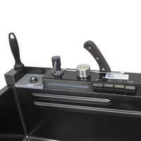 Robinet de cuisine fait à la main en acier inoxydable 304 avec affichage numérique, robinet simple intelligent, deux trous, porte-couteau, tasse