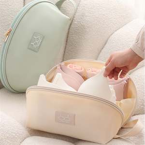 Nouvelle pochette de rangement pour soutien-gorge de voyage, sac de rangement en PU, pochette pour sous-vêtements, couleur unie, imperméable, sac de voyage pour vêtements - Product Image 5