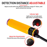 Sensor Fotoeléctrico de Reflexión Difusa Láser NPN NO de 3 Hilos Integrado, Interruptor de Detección de Alta Precisión de Corto Alcance de 10 cm