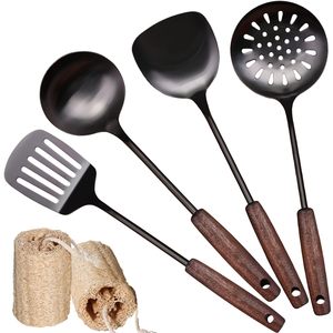 UUKD Kitchen Long Spoon Wok Utensil - Heat Resistant Beech Wood Handle, Titanium Iron, 12 Inch Cooking Spoon - View #5