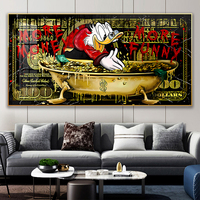 Peinture d'art inspirante sur l'argent et les cartes de crédit, art mural motivant de MORE MONEY DUCK pour la décoration de la maison, chambre à coucher, cadeau pour garçon