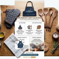Ensemble cadeau culinaire personnalisé, tablier de chef en denim de qualité supérieure, kit de cuisine avec gants de four, spatule en bois, torchon pour cadeau d'entreprise