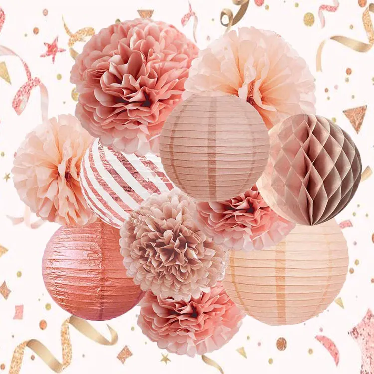 11pcs diy craft hanging tissue paper pom poms flower balls for wedding birthday decorations