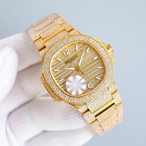 Top-quality luxurious full-diamond shining gold mechanical <b>watch</b> - elegant, business-appropriate, and fashionable wristwatch - Product Image 2