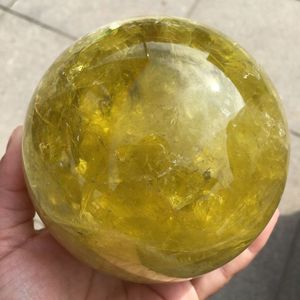 Boule <span class=keywords><strong>de</strong></span> quartz naturel jaune, 1 pièce, pierre en citrine, sphère <span class=keywords><strong>de</strong></span> <span class=keywords><strong>cristal</strong></span> <span class=keywords><strong>de</strong></span> guérison, vente en gros - Product Image 3