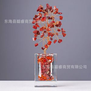 Natural <b>Crystal</b> <b>Chip</b> Money Tree Ornament Handmade Rectangle Home Decoration Gift - Product Image 1