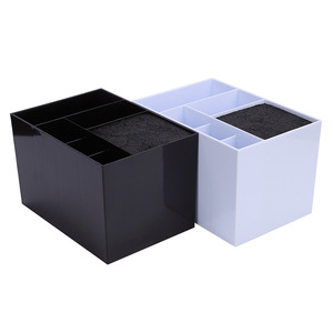 Wanmei Makeup Organizer <b>Box</b> 6 Compartments Plastic Storage Desk Organizer For Hairdressing <b>Tools</b> Black And White - Product Image 1