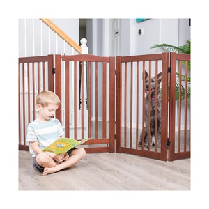 Puerta para mascotas independiente de alta calidad para casa de madera para perros, barrera interior, valla de seguridad de madera plegable para perros a la venta - Product Image 2