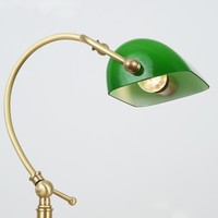 Lampe de bureau de banquier moderne en cuivre, style européen antique, avec verre vert et métal laiton, lampe de chevet rétro, faite à la main