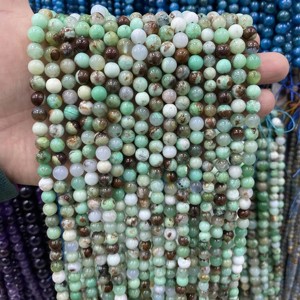 Perles rondes en pierre gemme naturelle Chrysoprase <span class=keywords><strong>Jaune</strong></span> Agate Fou de 6/8/10mm en gros, perles de guérison pour la fabrication de bijoux - Product Image 1