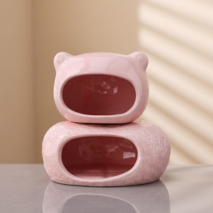 Casetta Estiva Rinfrescante in Ceramica Dorata per Criceti Siriani e Porcellini d'India XS-Extra Small, Stile Macaron a Strisce, Stile Igloo, Dissipazione del Calore - Product Image 4