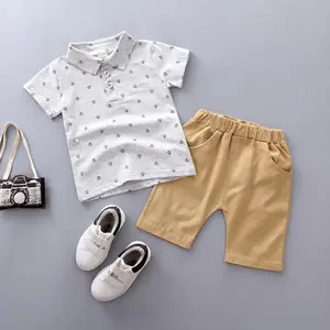 2021 летние новые комплекты одежды для маленьких мальчиков повседневная одежда из хлопка; Детская одежда; Одежда для маленьких мальчиков, футболка + короткие штаны комплект одежды из 2 шт., комплекты одежды