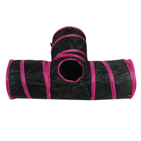 Tunnel pour animaux de compagnie en polyester pliable à 3 voies pour l'intérieur, tunnel pour chat avec boule amusante