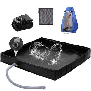 Outdoor Shower Tray 104x104x15cm PVC Portable Camping Water Collection Basin With Drain Hose - Product Image 2