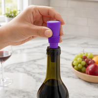 Bouchon de bouteille de vin en silicone de qualité alimentaire, anti-fuite, réutilisable, bouchon de boisson coloré, couvercle de bouteille pour la cuisine