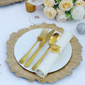 Bandeja de decoración de boda de oro clásico europeo, plato de melamina de pastelería de plástico PP de lujo, plato de banquete Irregular - Product Image 4