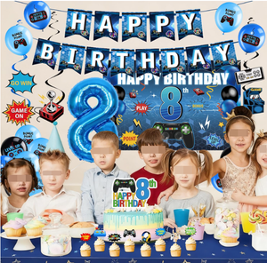 Decoración para Fiesta <span class=keywords><strong>de</strong></span> 10 Años con Temática <span class=keywords><strong>de</strong></span> Videojuegos: Banderines, Pósters, Guirnaldas, Serpentinas, Globos <span class=keywords><strong>de</strong></span> Número, Globos Impresos, Adornos para Pastel - Product Image 4