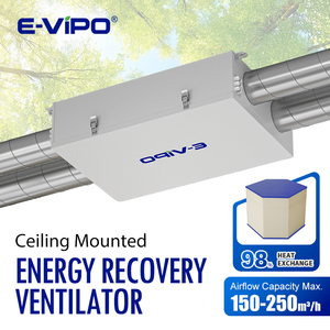 Ventilation HRV E-VIPO 250m3/h, ventilation à récupération d'énergie ERV, moteur à débit constant <span class=keywords><strong>VMC</strong></span> avec échangeur de chaleur à enthalpique, récupérateur - Product Image 2