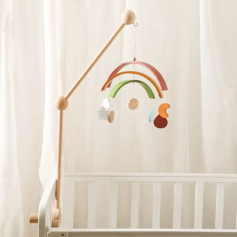 Unisex Toddler Montessori Learning Cot with Rainbow Baby Mobile   Nursery Crib Bell for Nursery or Classroom Use