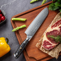 Ensemble de couteaux de cuisine japonais professionnels KEENHOPE, 8 pièces, acier Damas, 67 couches, VG10, cœur 10Cr15CoMoV, couteau de chef Santoku, manche en fibre de carbone